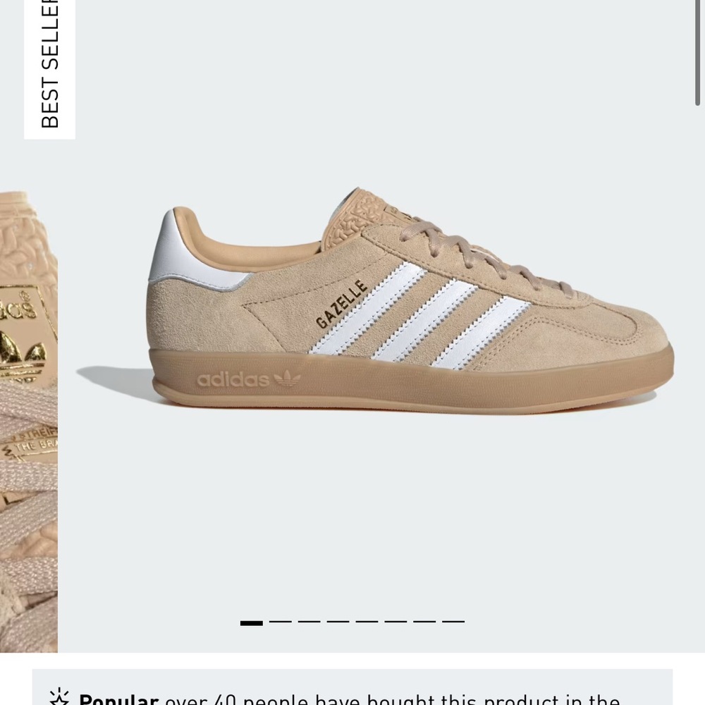 Adidas Tan and White Gazelle Sneakers with Suede Finish